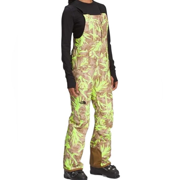 The North Face Freedom Insulated Ski Bib Utility Brown Prairie Print Small NEW - Picture 2 of 16